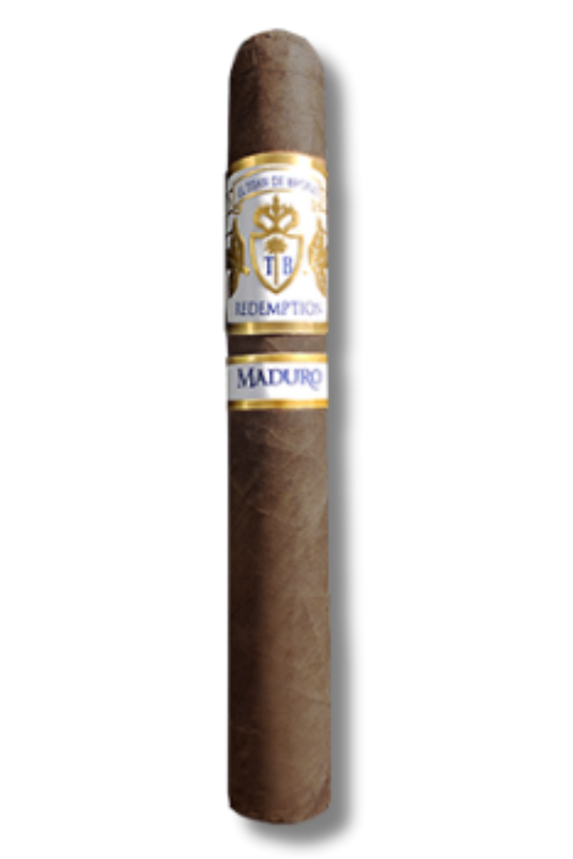 El Titan de Bronze Redemption Maduro Torpedo cigar with a sharply pointed head, dark San Andrés wrapper, triple cap, and bold, full-flavored artisanal construction